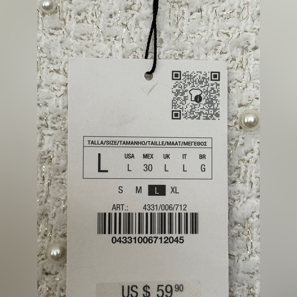 Zara PEARL TRIM KNIT MINI DRESS REF. 4331/006/712 190/016 - Picture 6 of 14